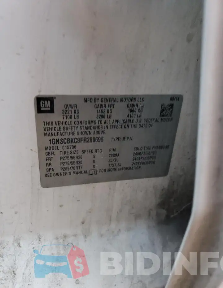 1GNSCBKC8FR280698 Photo# 14