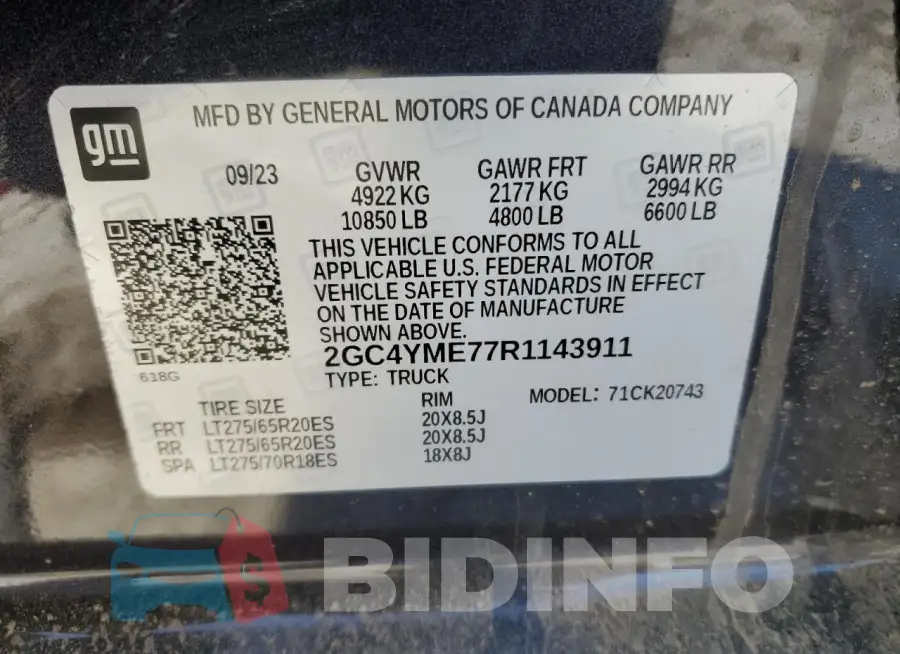 2GC4YME77R1143911 Photo# 12