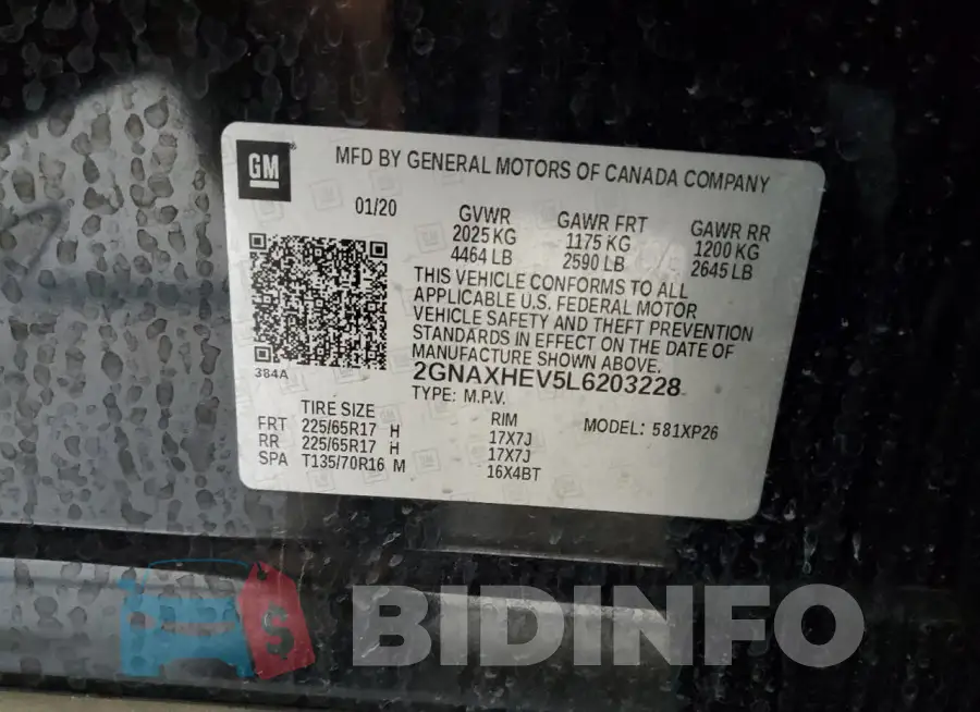2GNAXHEV5L6203228 Photo# 14