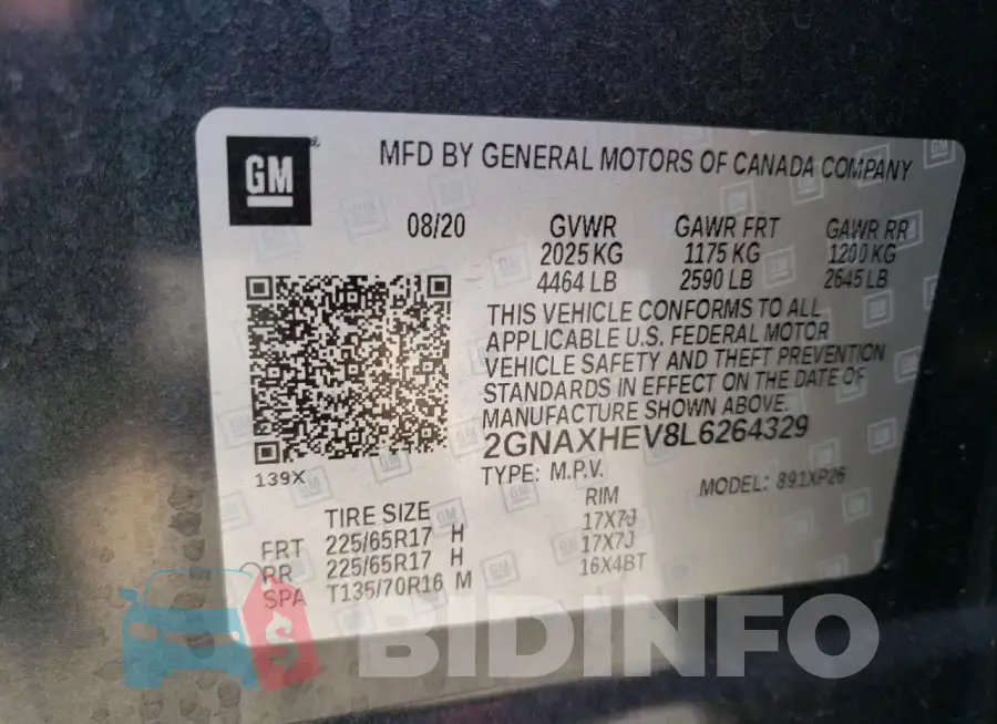 2GNAXHEV8L6264329 Photo# 13