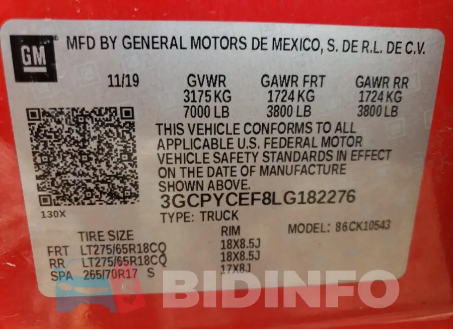 3GCPYCEF8LG182276 Photo# 12