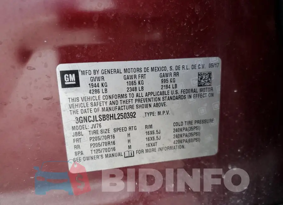 3GNCJLSB8HL250392 Photo# 13
