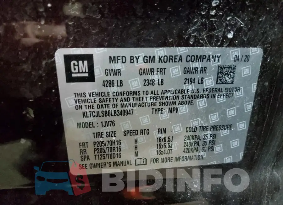 KL7CJLSB6LB340947 Photo# 13