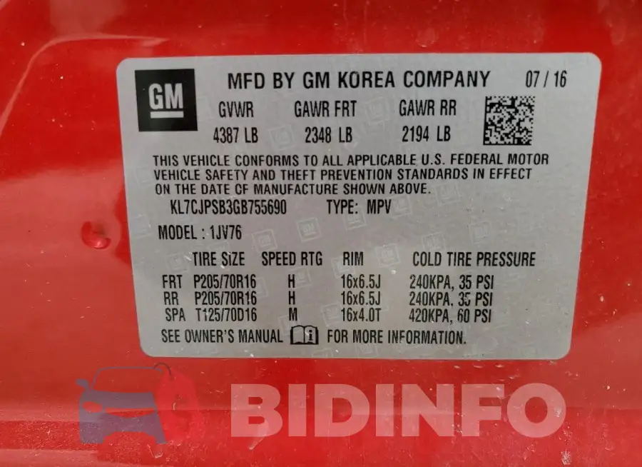 KL7CJPSB3GB755690 Photo# 13