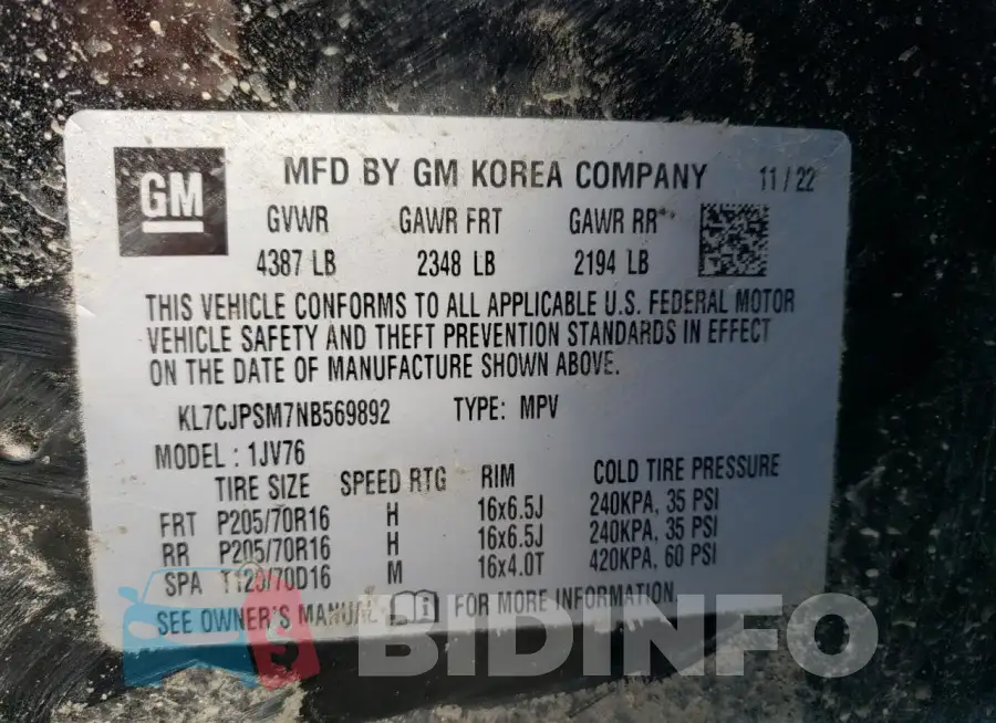 KL7CJPSM7NB569892 Photo# 12
