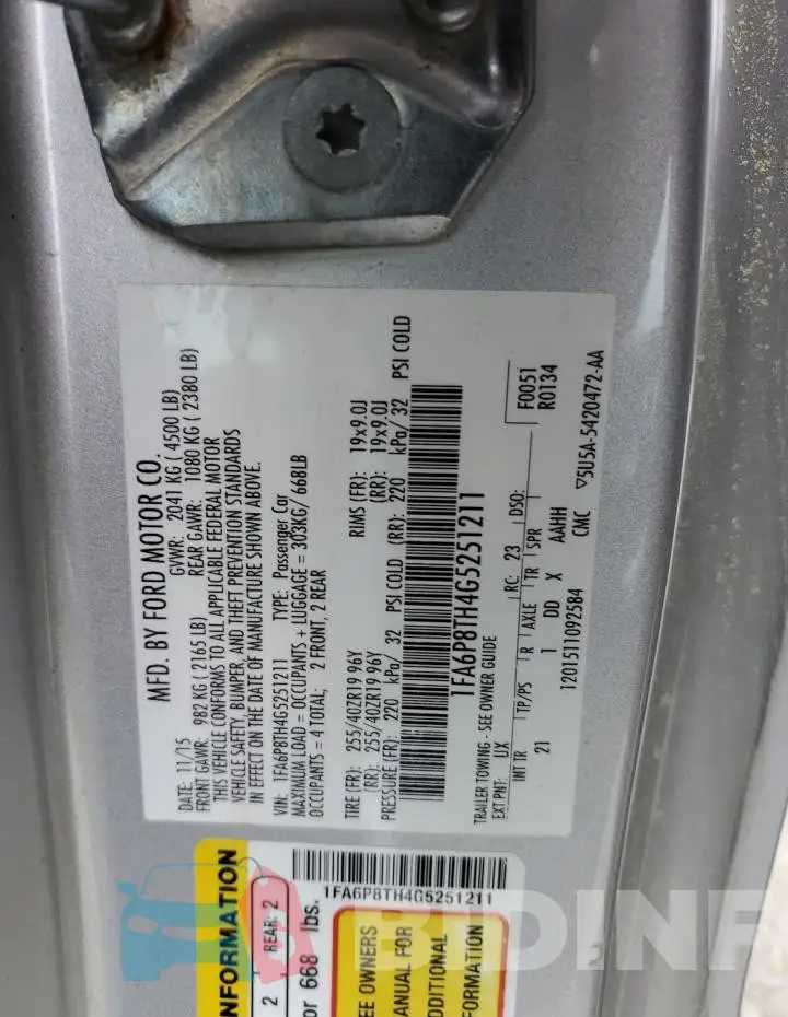1FA6P8TH4G5251211 Photo# 13