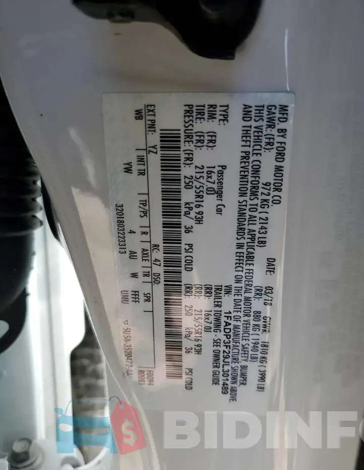 1FADP3F29JL301489 Photo# 12