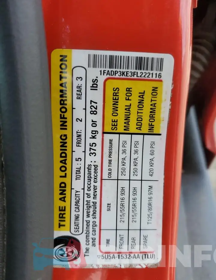 1FADP3KE3FL222116 Photo# 12
