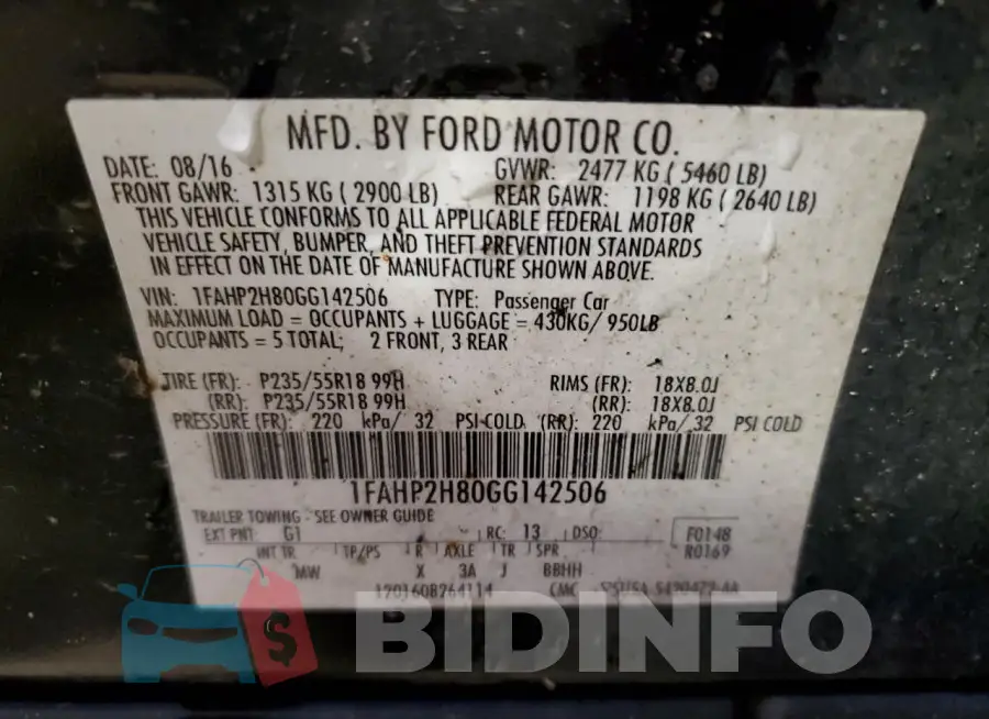 1FAHP2H80GG142506 Photo# 12