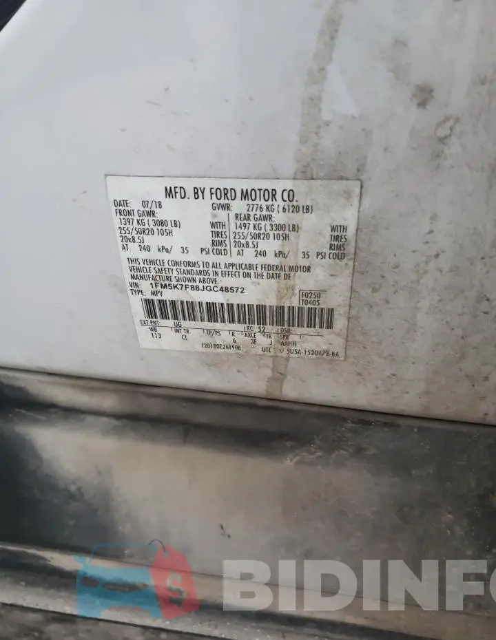 1FM5K7F88JGC48572 Photo# 13
