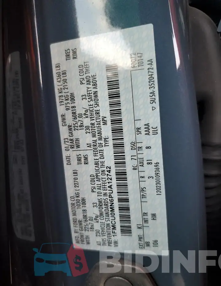 1FMCU0MN6PUA12742 Photo# 12