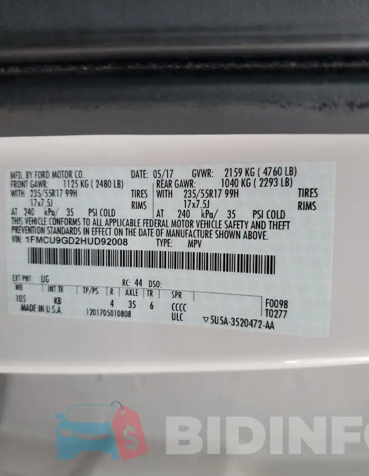1FMCU9GD2HUD92008 Photo# 13