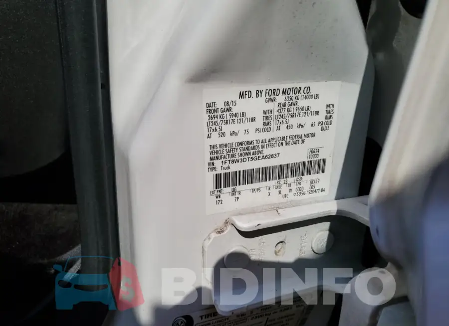 1FT8W3DT5GEA62837 Photo# 12