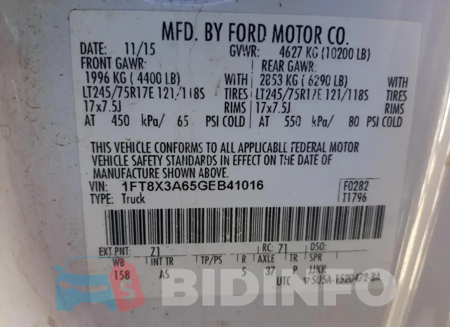 1FT8X3A65GEB41016 Photo# 12