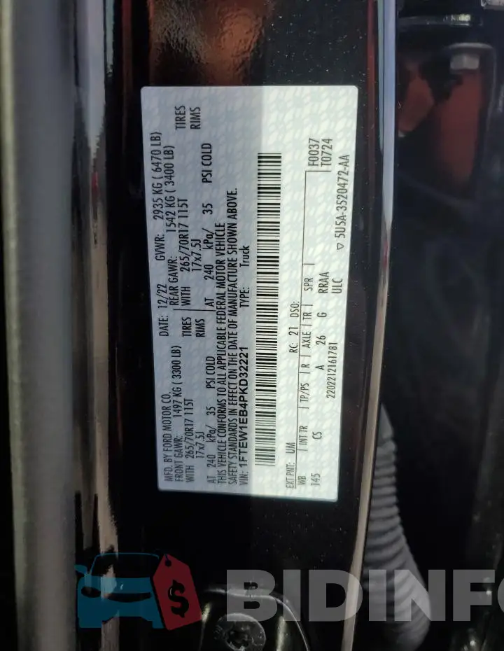 1FTEW1EB4PKD32221 Photo# 12