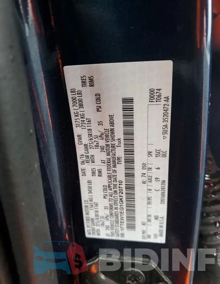 1FTEW1EG1GKF20710 Photo# 12
