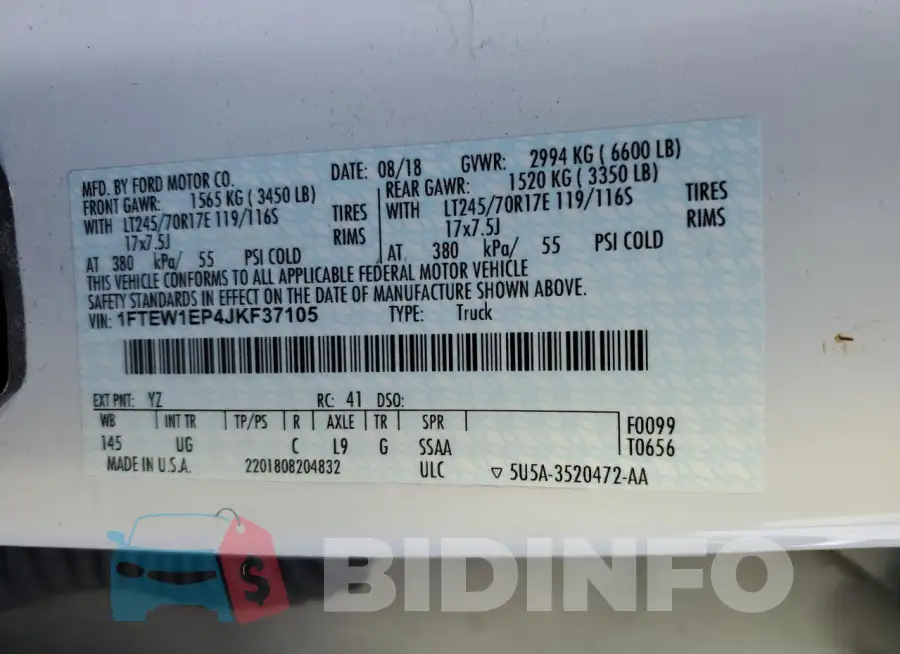 1FTEW1EP4JKF37105 Photo# 12