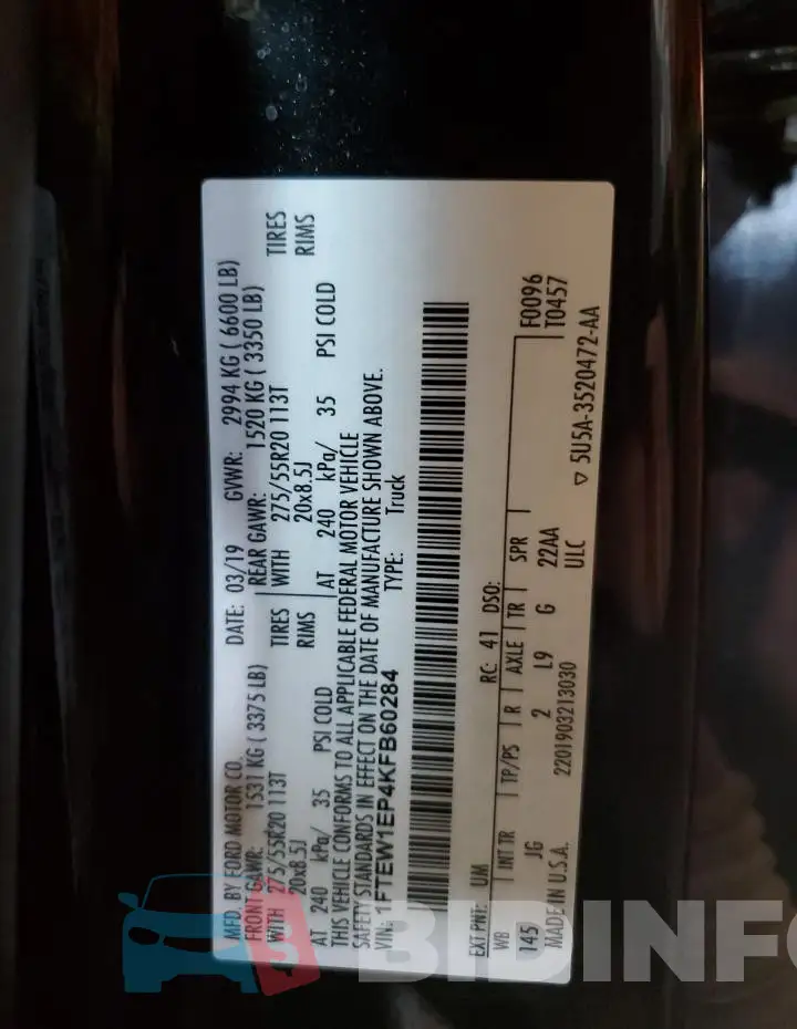 1FTEW1EP4KFB60284 Photo# 12