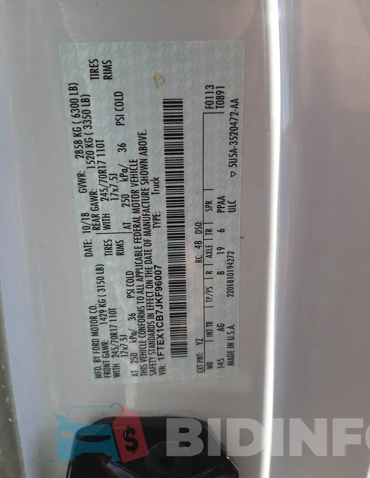 1FTEX1CB7JKF96007 Photo# 12