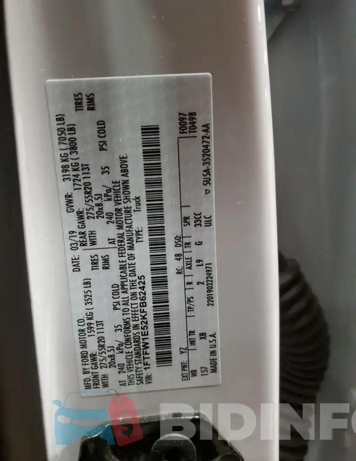 1FTFW1E52KFB62425 Photo# 13
