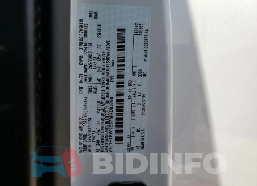 1FTFW1E57MKD83786 Photo# 12