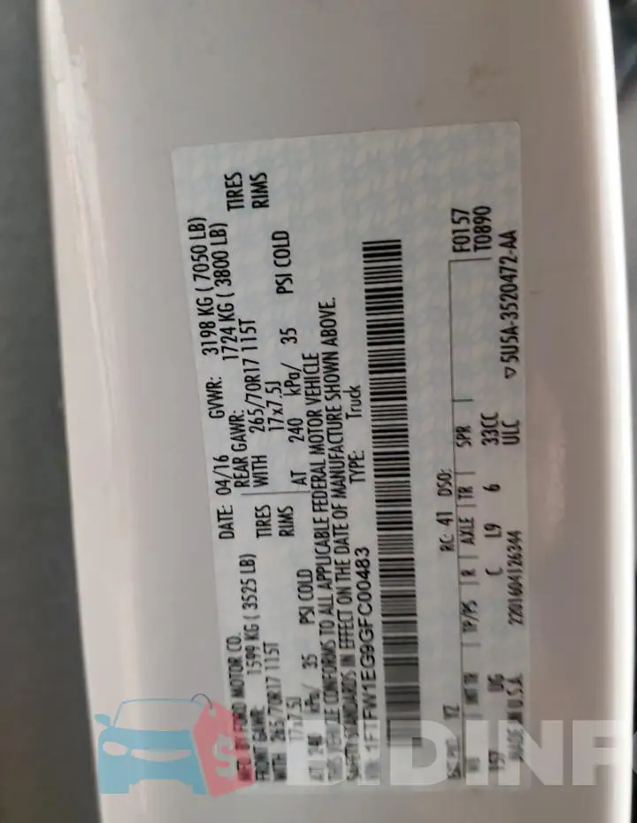1FTFW1EG9GFC00483 Photo# 12