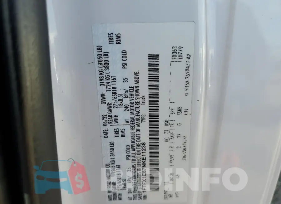 1FTFX1E87NKE11238 Photo# 12
