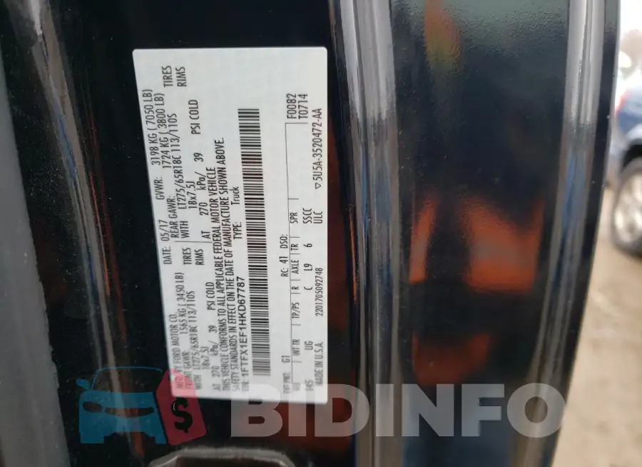 1FTFX1EF1HKD67787 Photo# 12