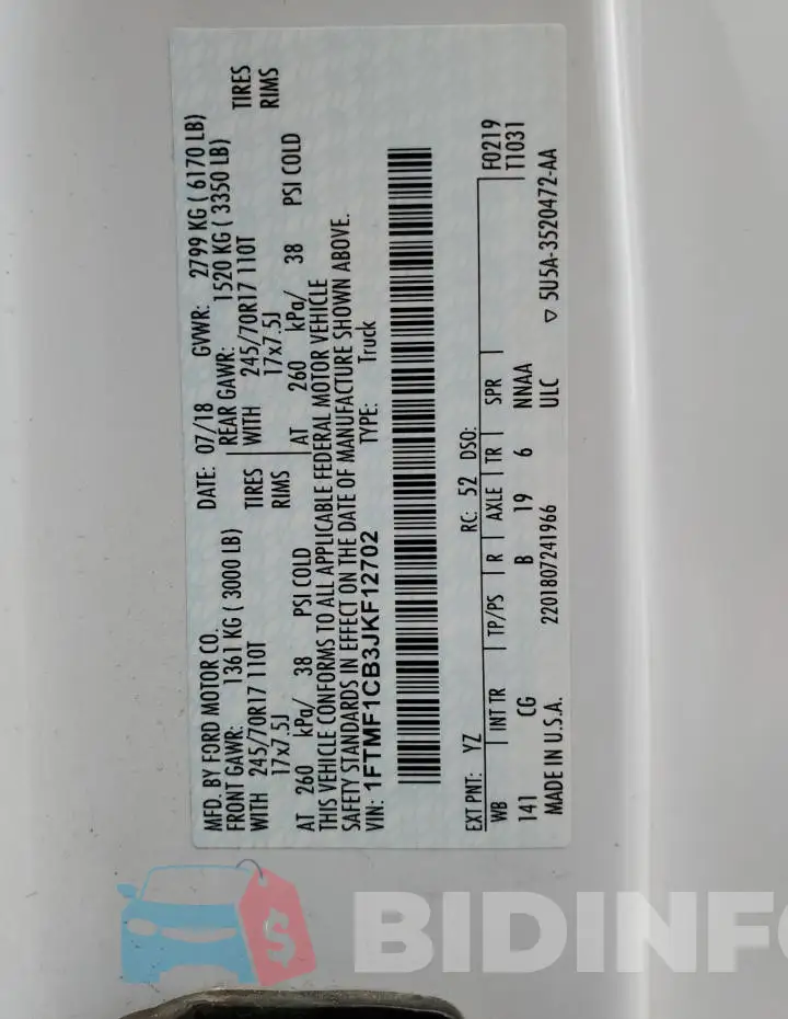 1FTMF1CB3JKF12702 Photo# 12