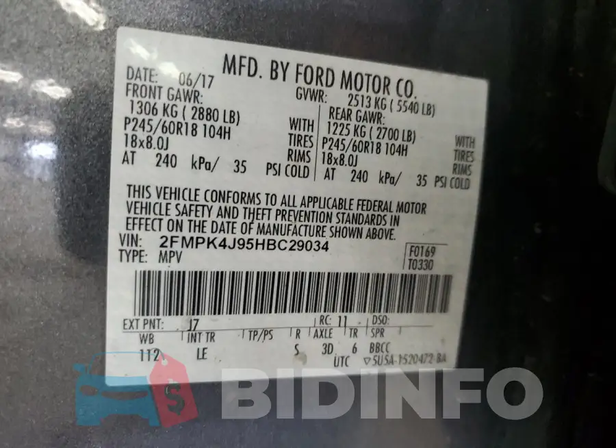 2FMPK4J95HBC29034 Photo# 12