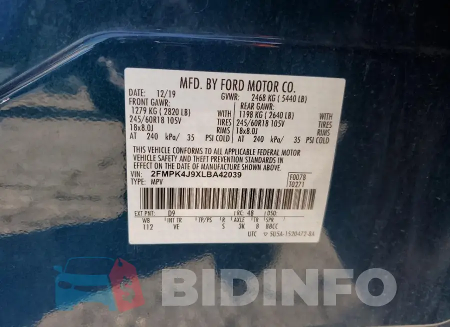 2FMPK4J9XLBA42039 Photo# 12