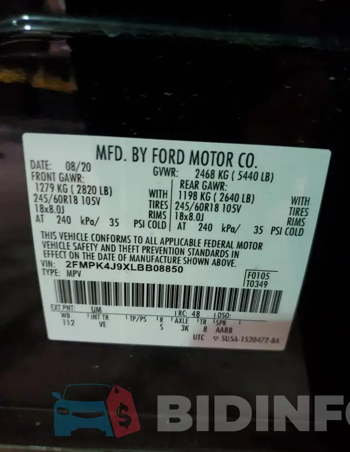 2FMPK4J9XLBB08850 Photo# 13