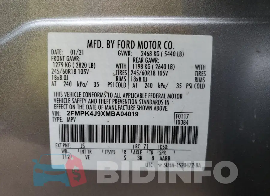 2FMPK4J9XMBA04019 Photo# 12