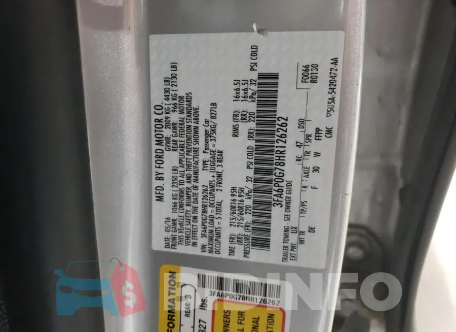 3FA6P0G78HR126262 Photo# 13