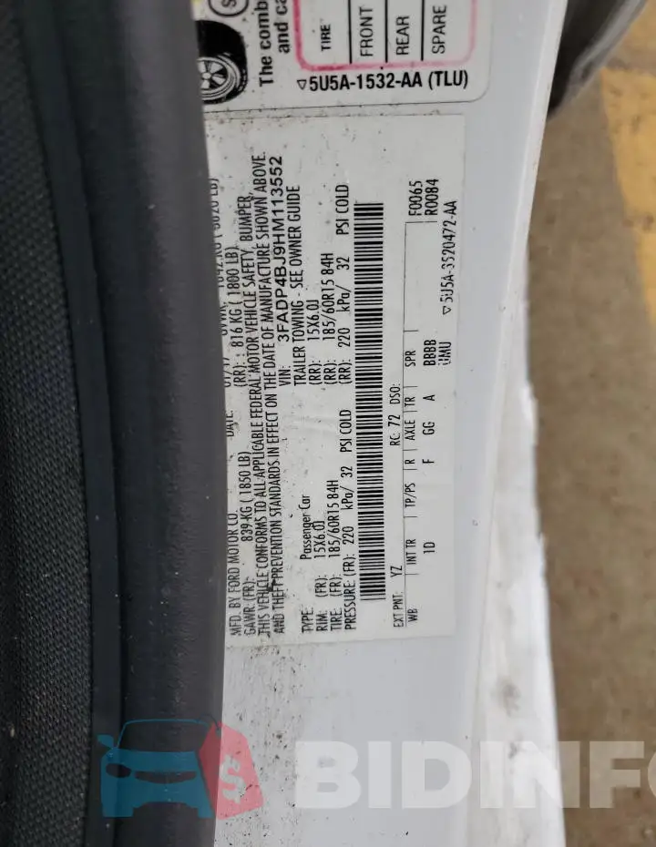 3FADP4BJ9HM113552 Photo# 12