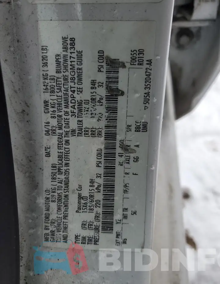 3FADP4TJ8GM171388 Photo# 12