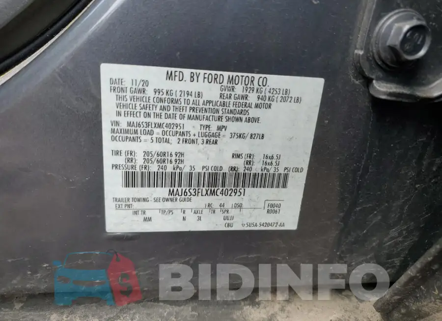MAJ6S3FLXMC402951 Photo# 12