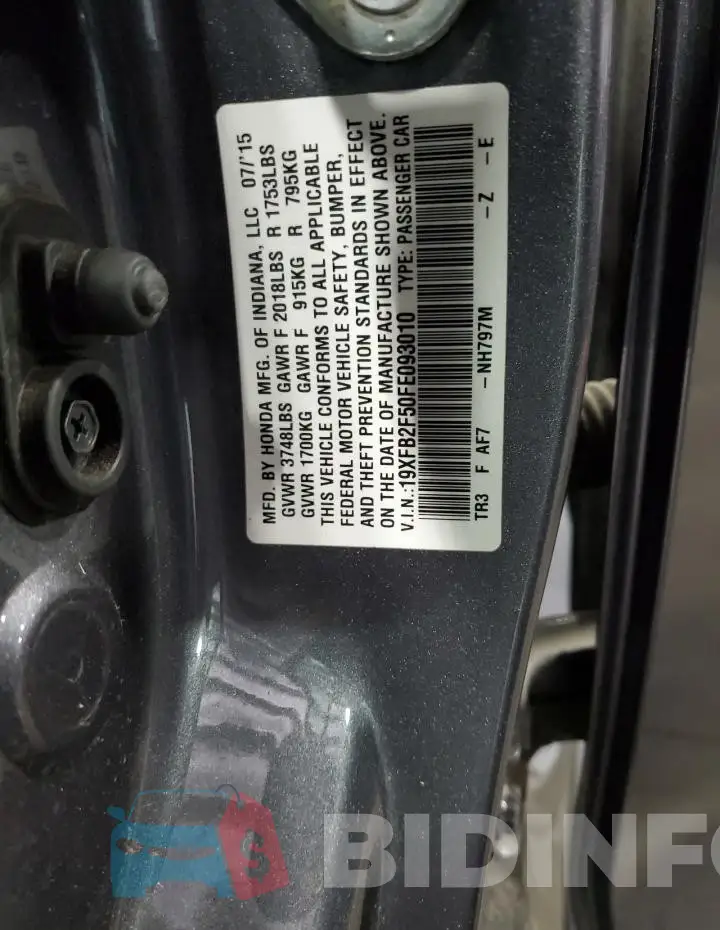 19XFB2F50FE093010 Photo# 12