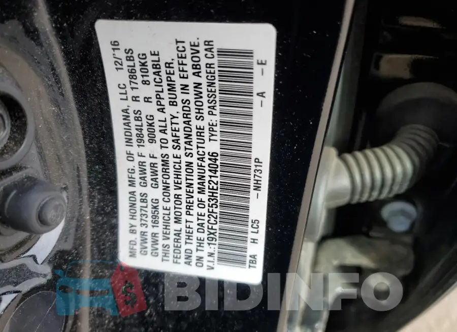 19XFC2F53HE214046 Photo# 12