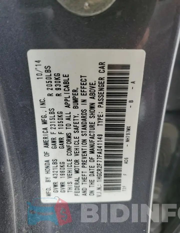1HGCR2F77FA041149 Photo# 13
