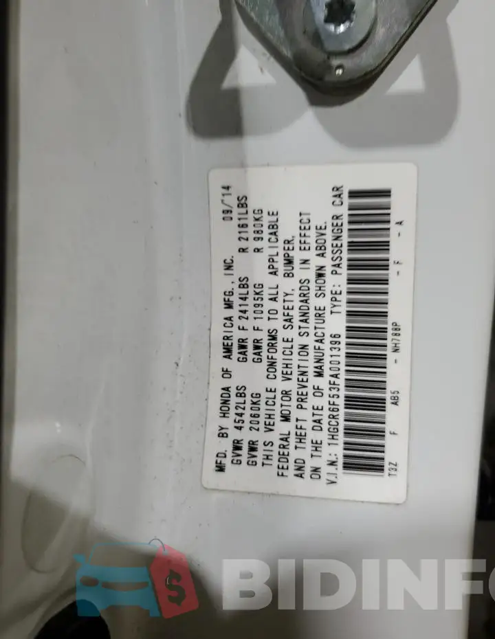 1HGCR6F53FA001396 Photo# 13