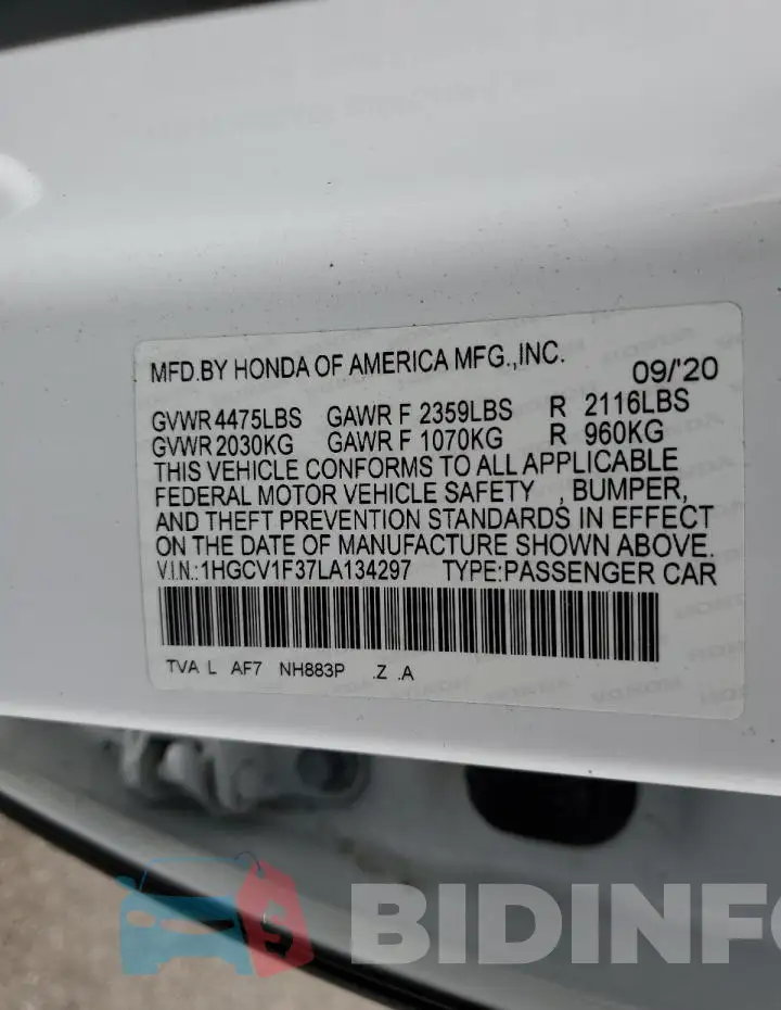 1HGCV1F37LA134297 Photo# 12