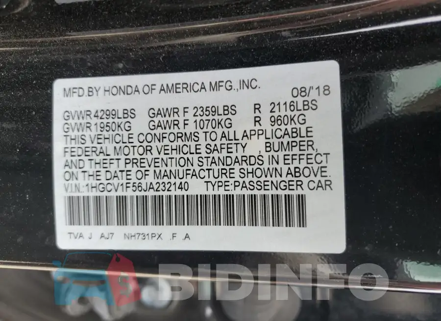 1HGCV1F56JA232140 Photo# 13