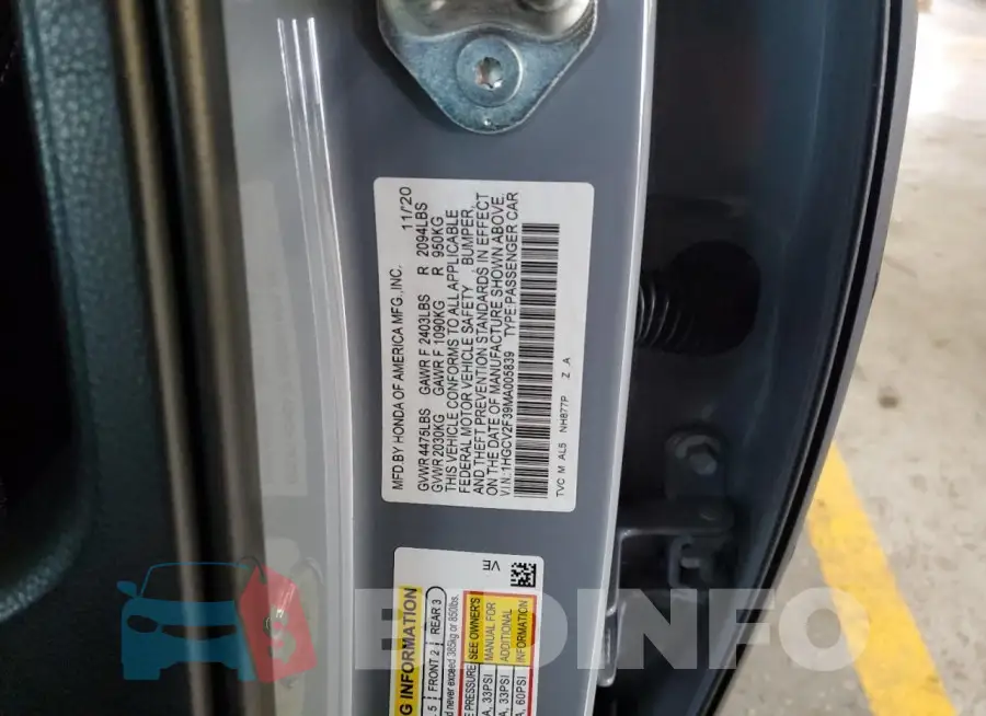 1HGCV2F39MA005839 Photo# 13