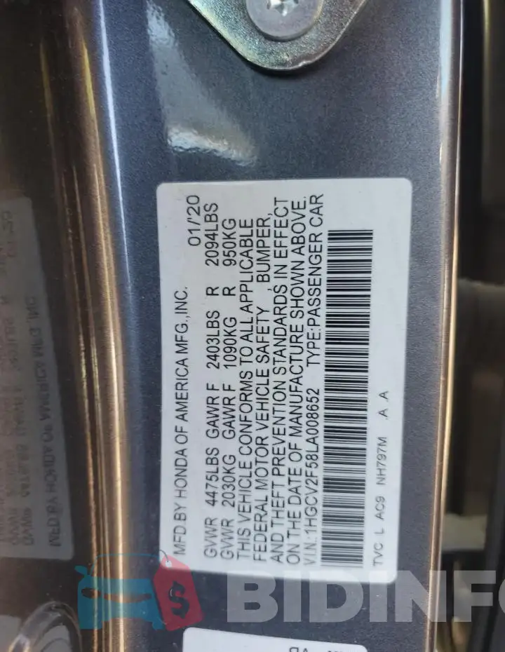 1HGCV2F58LA008652 Photo# 12