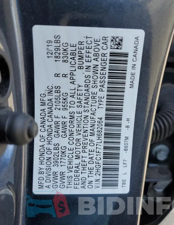2HGFC1F77LH682064 Photo# 12