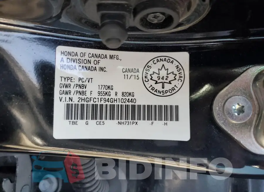 2HGFC1F94GH102440 Photo# 12