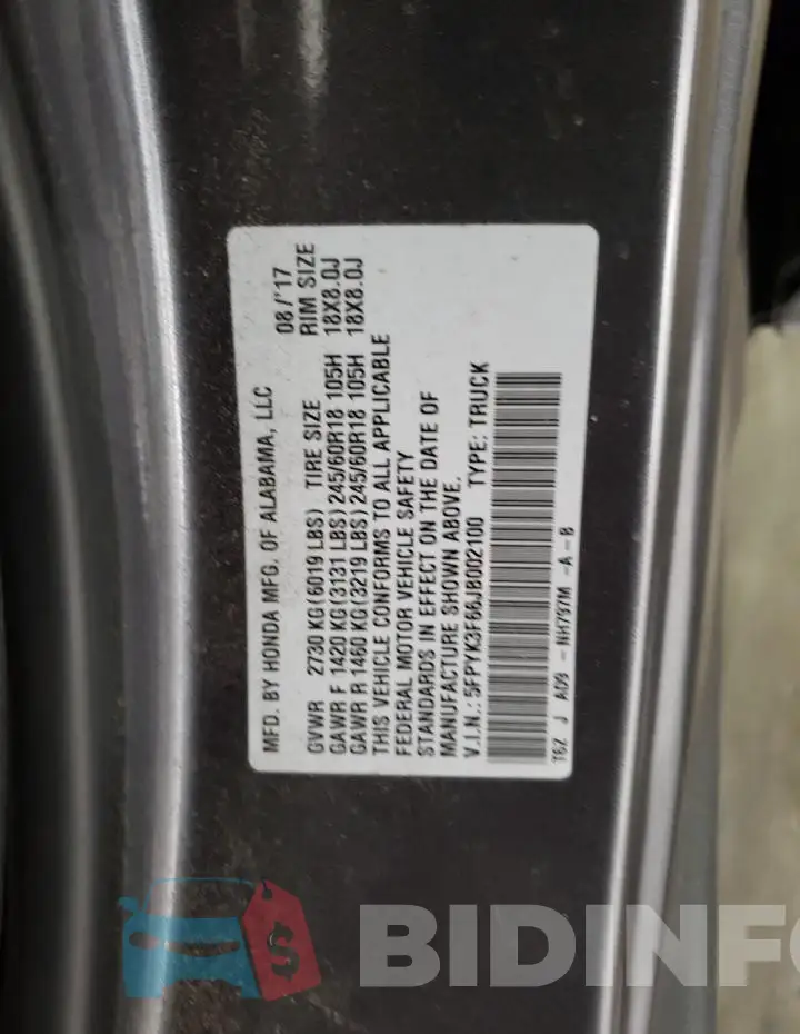 5FPYK3F66JB002100 Photo# 12
