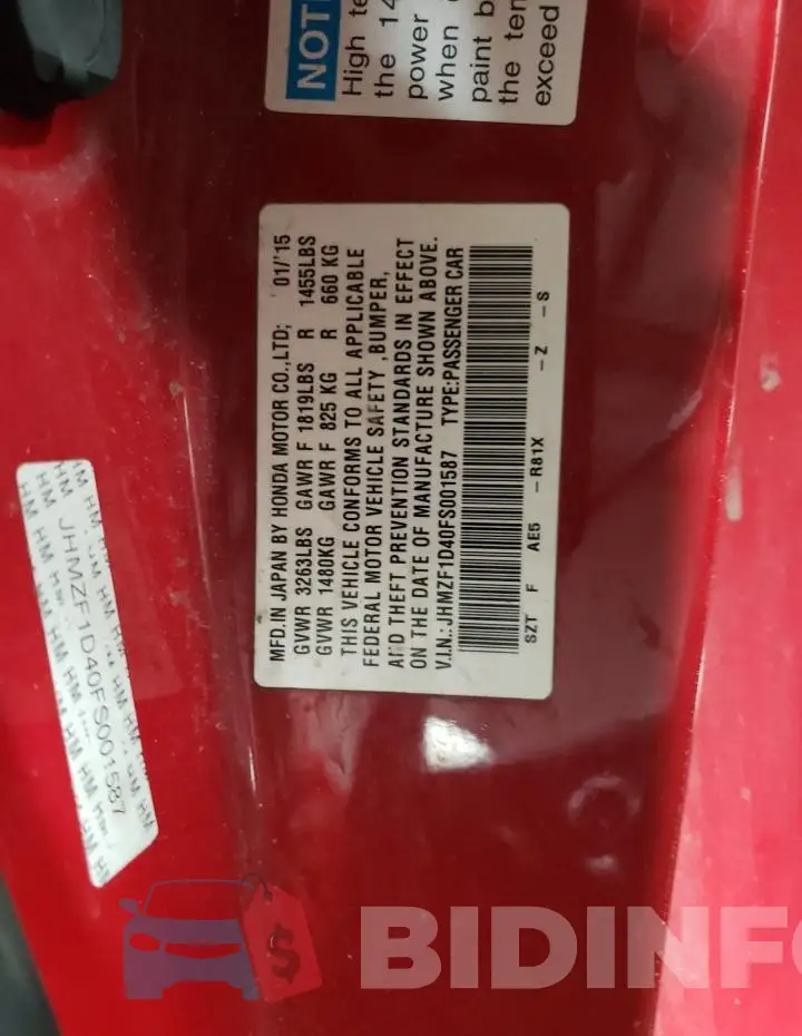JHMZF1D40FS001587 Photo# 13