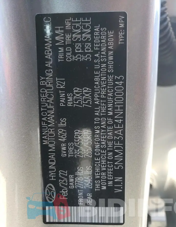 5NMJF3AE4NH100043 Photo# 13